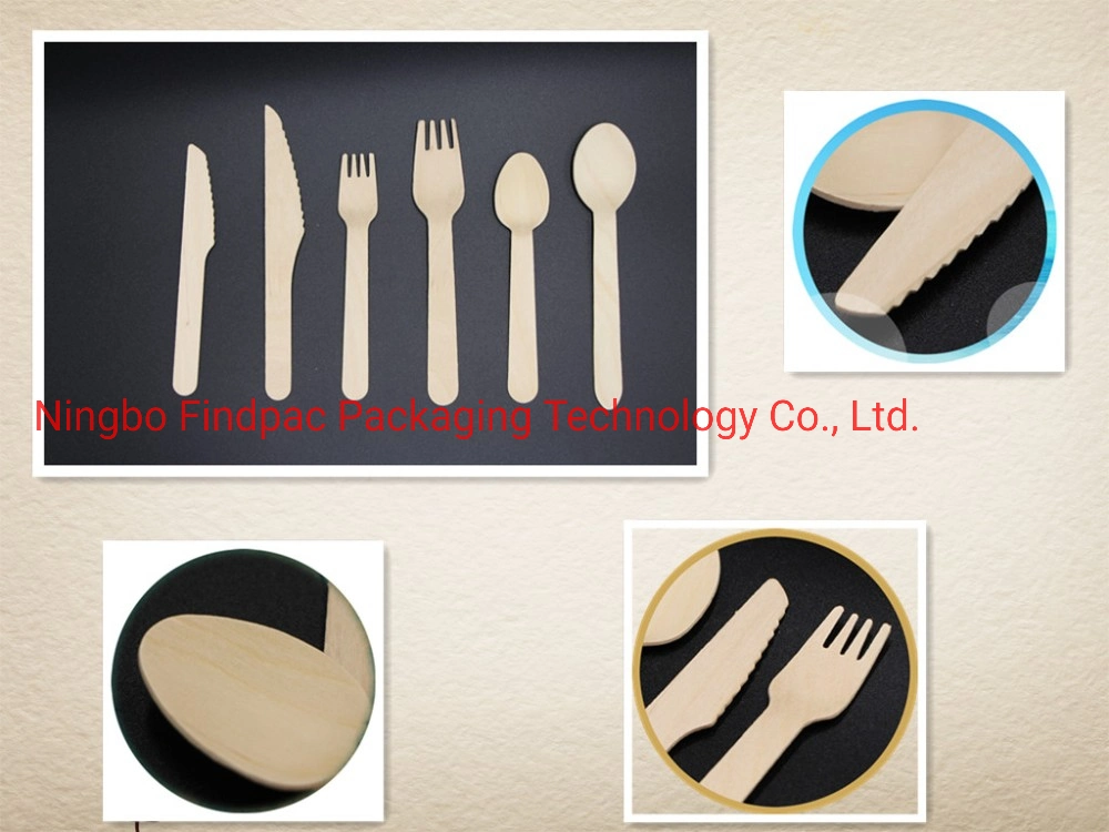Cheap Wholesale 100 Forks 100 Spoons 100 Knives Wooden Cutlery Disposable 6" Series